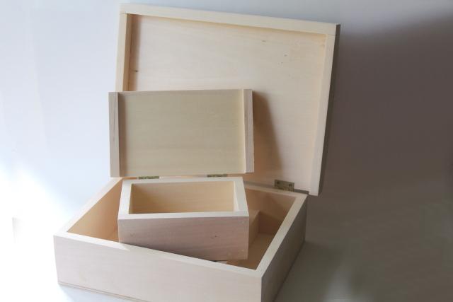 photo of raw natural unfinished wood boxes, dome top trunk storage chest for jewelry or supplies #5