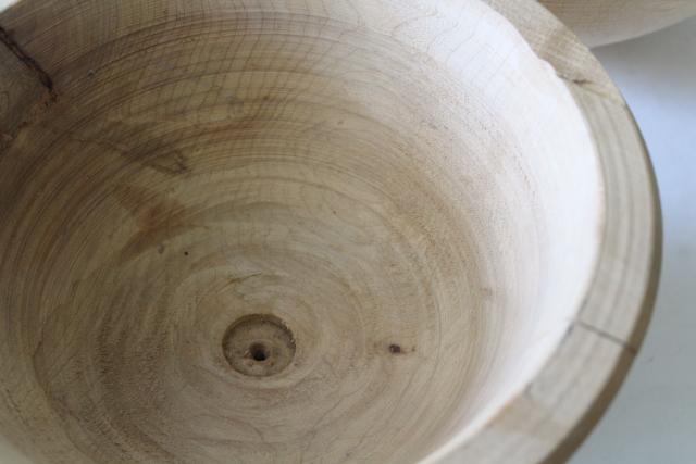 photo of raw rough natural carved wood bowls, unfinished wooden vessels with rustic flaws #3