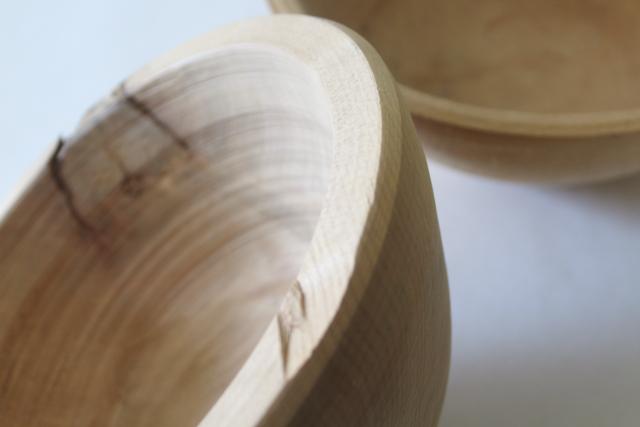 photo of raw rough natural carved wood bowls, unfinished wooden vessels with rustic flaws #4