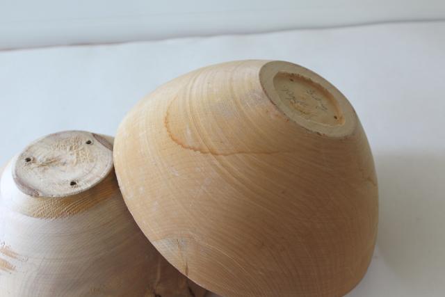 photo of raw rough natural carved wood bowls, unfinished wooden vessels with rustic flaws #7