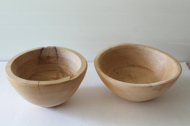 photo of raw rough natural carved wood bowls, unfinished wooden vessels with rustic flaws #9