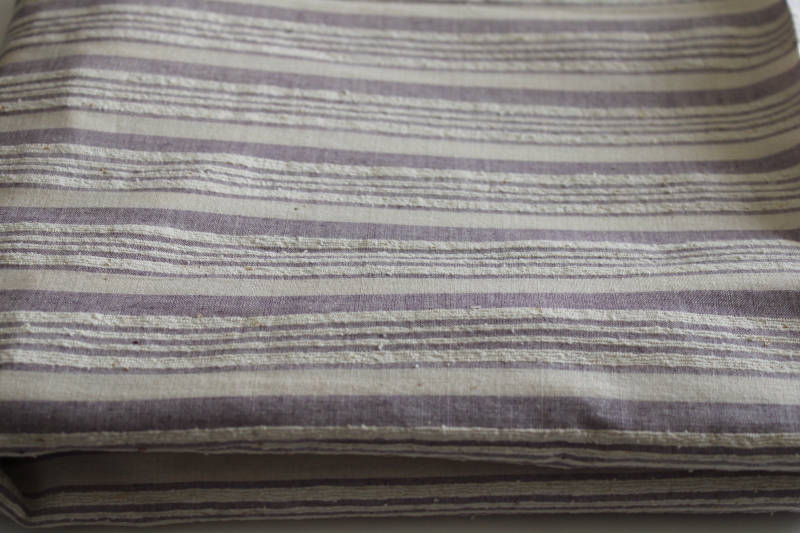 photo of raw silk fabric slubbed matte texture corded stripe, muted colors natural ivory lavender #3