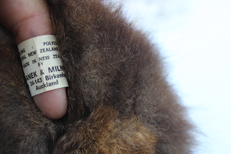 photo of real fur soft fluffy brown koala bear New Zealand Opossum label stuffed animal #4