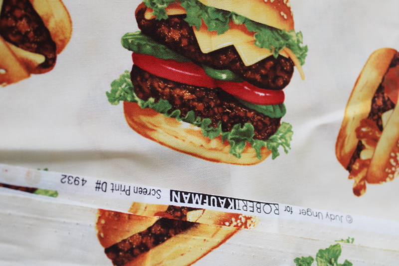 photo of realistic hamburgers print cotton fabric, quilting weight novelty fashion or decor fabric  #2