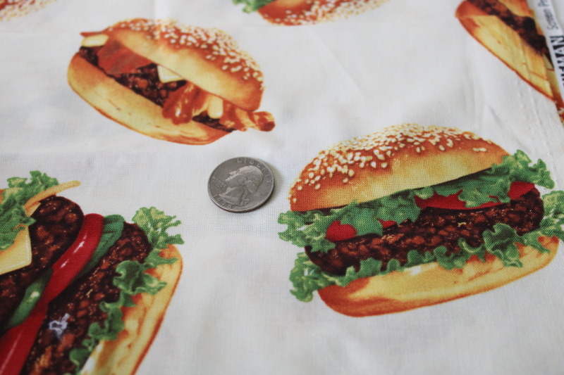 photo of realistic hamburgers print cotton fabric, quilting weight novelty fashion or decor fabric  #4
