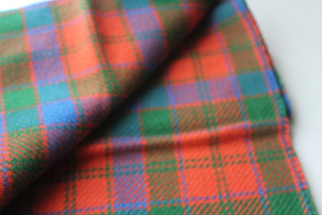 photo of red Robertson Scots tartan plaid muffler, vintage Scotland wool scarf never used #5