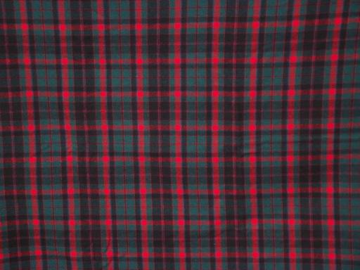 photo of red and green plaid Pendleton wool throw, heavy wool fringed camp blanket #2