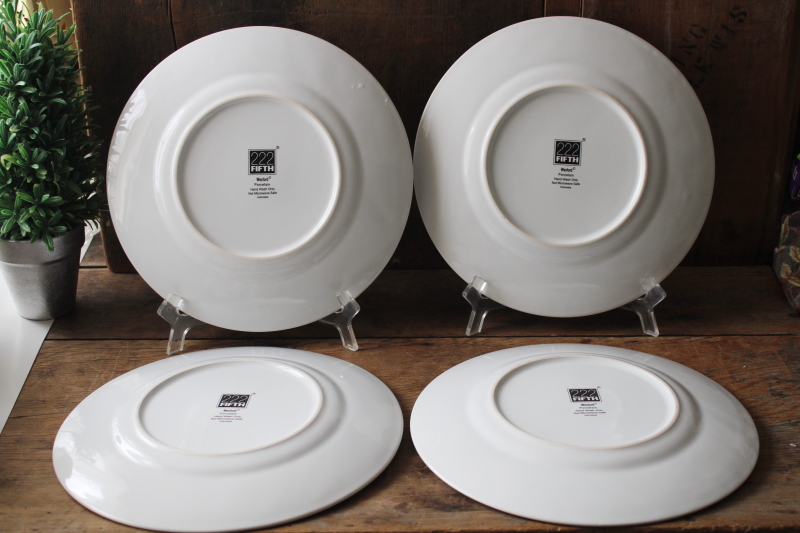 photo of red & green tartan plaid border Wexford pattern china dinner plates set of 4 #4