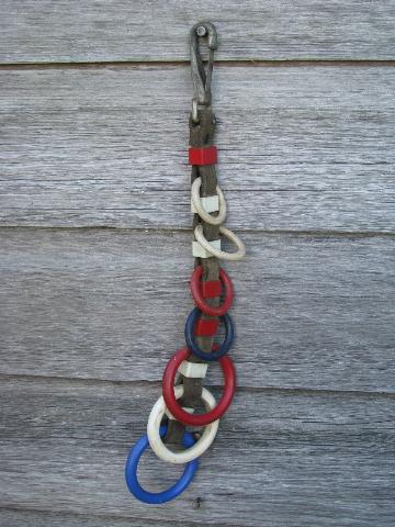 photo of red and white hearts fancy old leather show horse / pony cart harness #6