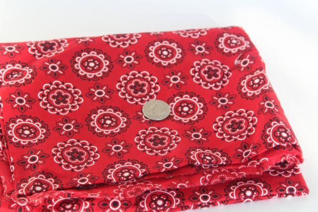 photo of red bandana print cotton fabric, 1950s vintage rockabilly or work wear style! #1