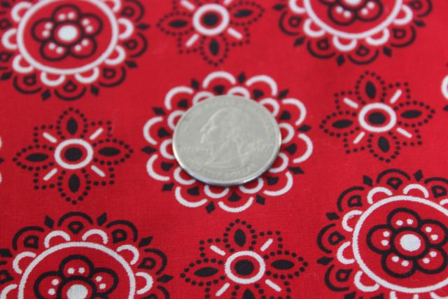 photo of red bandana print cotton fabric, 1950s vintage rockabilly or work wear style! #3