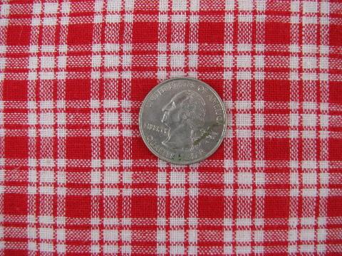 photo of red checked cotton fabric, vintage home-spun style, from France #1