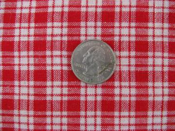 catalog photo of red checked cotton fabric, vintage home-spun style, from France