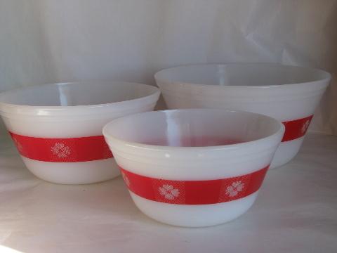 photo of red checked tablecloth print Federal glass bowls nest, Country Kitchen #2