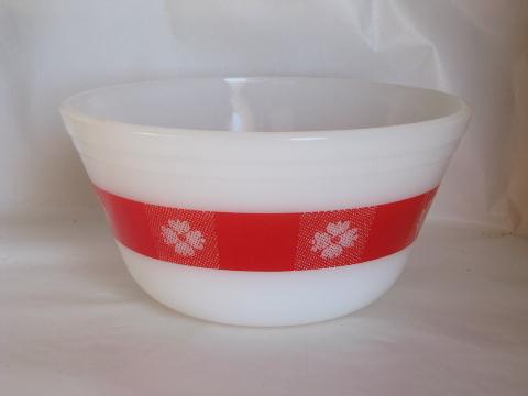 photo of red checked tablecloth print Federal glass bowls nest, Country Kitchen #4