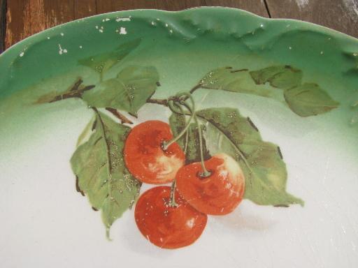 photo of red cherries antique china cake or sandwich serving plate / round tray #5