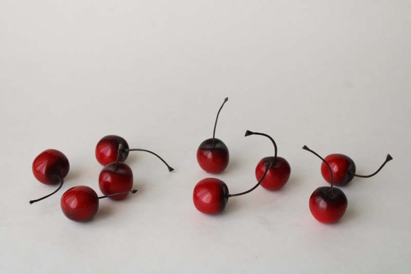 photo of red cherries life size realistic faux fruit, farmhouse cottage french country kitchen photo prop #1