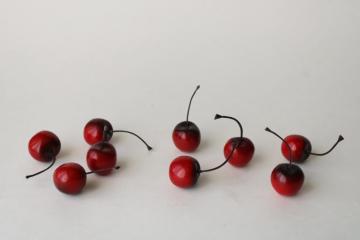 red cherries life size realistic faux fruit, farmhouse cottage french country kitchen photo prop 