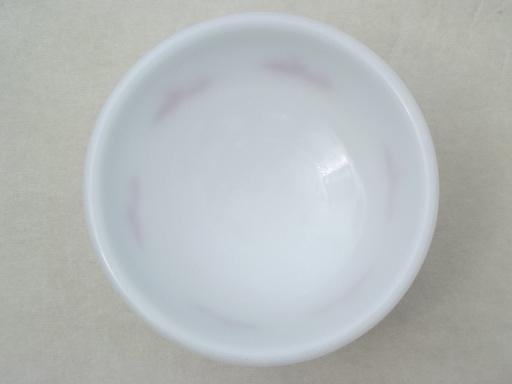 photo of red rooster vintage Anchor Hocking milk glass bowl, Kellogg's rooster #2