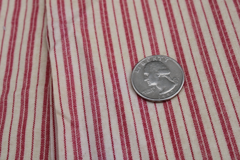 photo of red striped cotton remnants lot, quilting fabric & pillow ticking pieces primitive country farmhouse #2