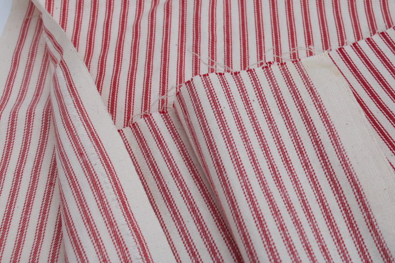 photo of red striped cotton remnants lot, quilting fabric & pillow ticking pieces primitive country farmhouse #5