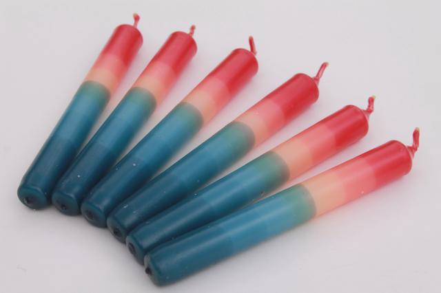 photo of red white & blue patriotic candles dip dyed ombre color striped for 4th of July #1