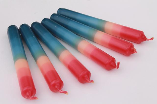 photo of red white & blue patriotic candles dip dyed ombre color striped for 4th of July #2