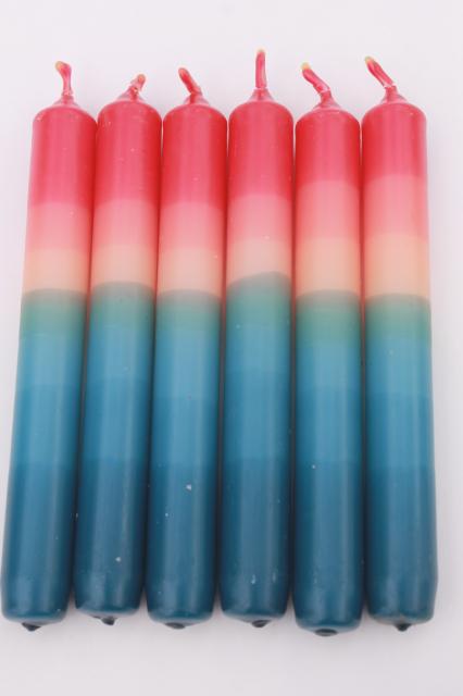 photo of red white & blue patriotic candles dip dyed ombre color striped for 4th of July #3