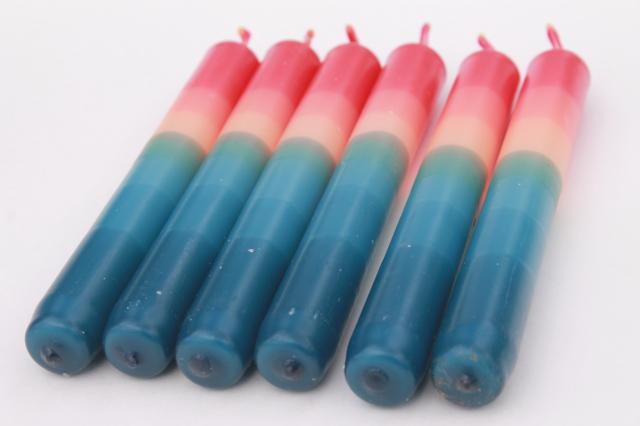 photo of red white & blue patriotic candles dip dyed ombre color striped for 4th of July #4