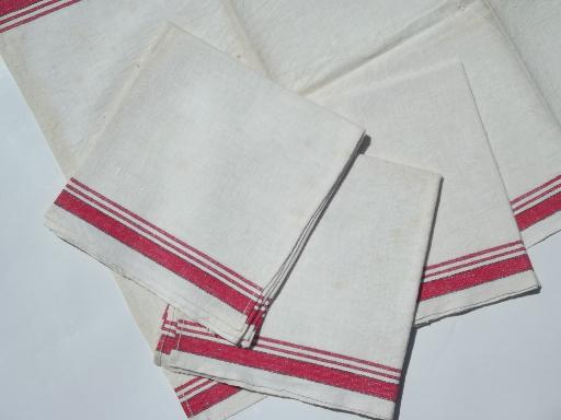 photo of red & white cotton kitchen towels, vintage dish towel set of 4 #2