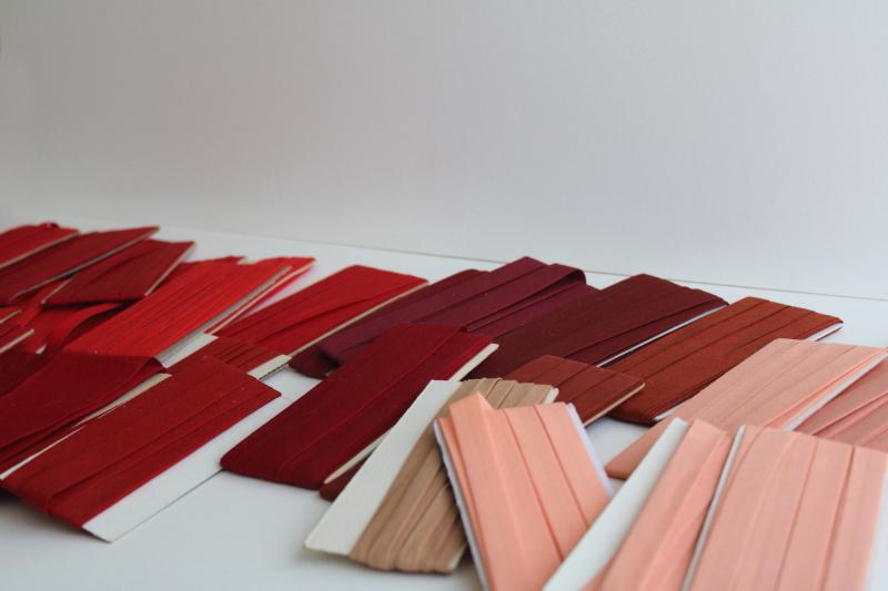 photo of red, wine, peach lot vintage seam tape, cotton & blend bias binding for sewing projects #4