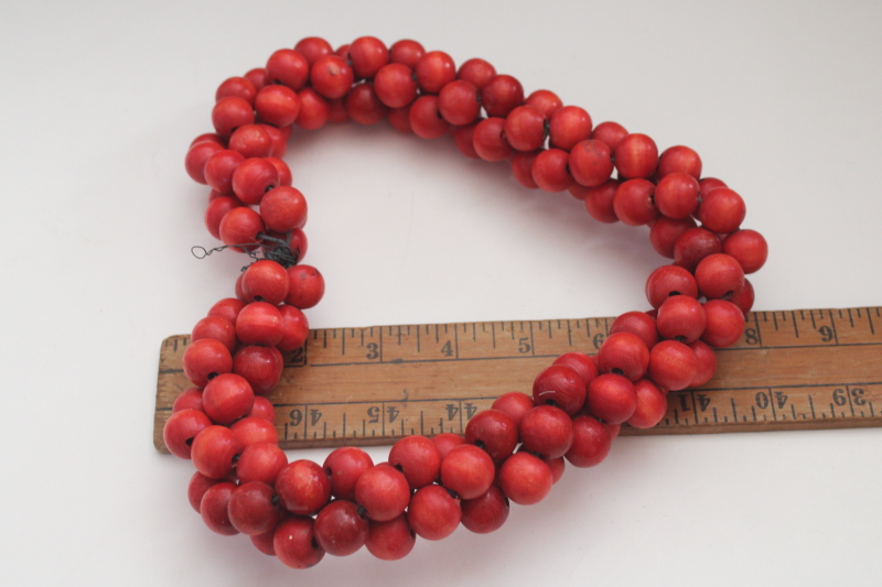 photo of red wood beads cranberries heart shape wreath or hanging, vintage country decor  #4