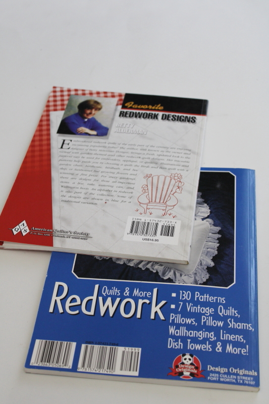 photo of redwork embroidery books, full size vintage style designs to embroider red or blue #9