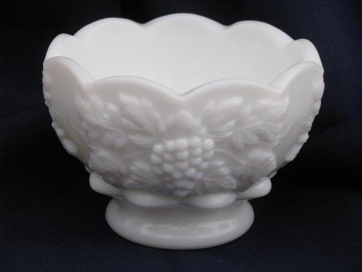 photo of relish tray and sauce bowl Westmoreland paneled grape vintage grapes milk glass #3