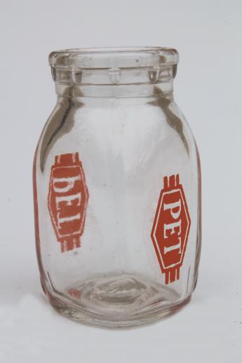 photo of restaurant ware mini milk creamer, vintage glass milk bottle advertising Pet cream  #1