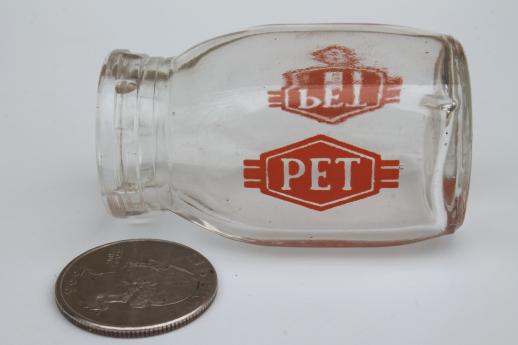 photo of restaurant ware mini milk creamer, vintage glass milk bottle advertising Pet cream  #6