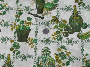 catalog photo of retro 1960's vintage french country kitchen print cotton fabric