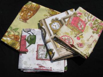 catalog photo of retro 50s - 60s vintage kitchen theme prints, print cotton decorator fabric lot