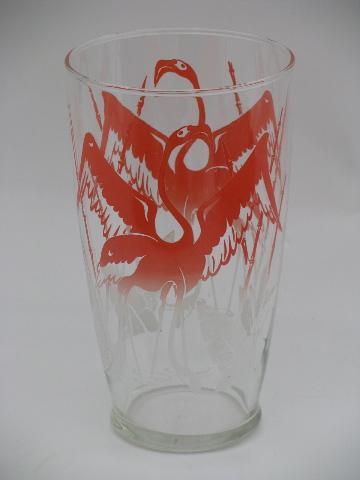 photo of retro 50s pink flamingo, swanky swigs vintage iced tea cooler glass #1