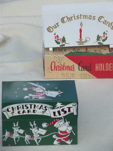 photo of retro 50s vintage Christmas print metal card file box & letter holder #1