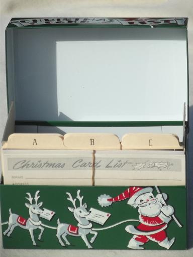 photo of retro 50s vintage Christmas print metal card file box & letter holder #8