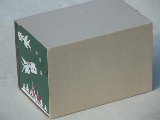 photo of retro 50s vintage Christmas print metal card file box & letter holder #14