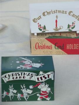 catalog photo of retro 50s vintage Christmas print metal card file box & letter holder