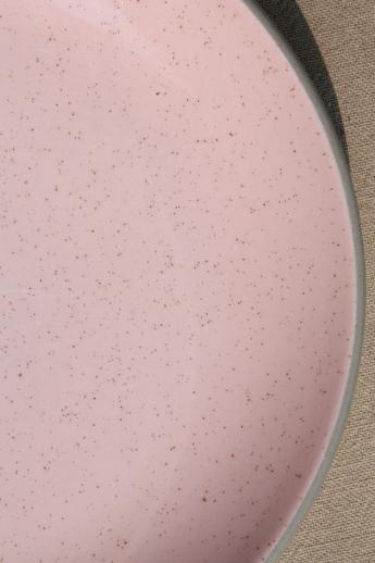 photo of retro 50s vintage Harker stone china shell pink & grey sandwich / salad plates #3