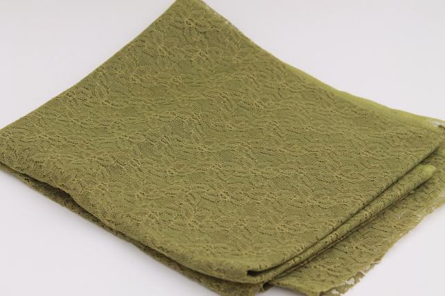 photo of retro 60s 70s vintage green lace fabric, allover full width lace for sewing or crafts #2