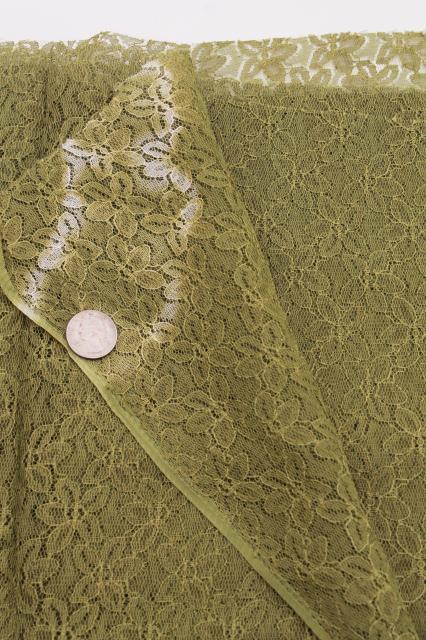 photo of retro 60s 70s vintage green lace fabric, allover full width lace for sewing or crafts #4