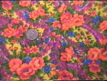 catalog photo of retro 1960's floral print crepe fabric