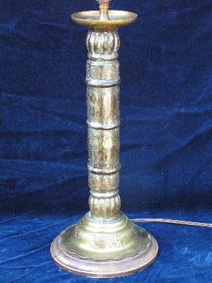 photo of retro 60's tall brass lamp with etching #2