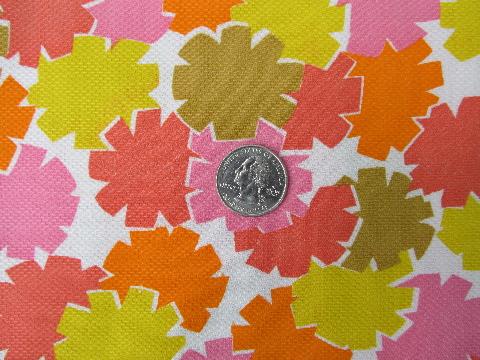 photo of retro 60s vintage cotton pique fabric, mod starburst flowers print #1