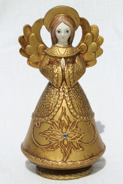 photo of retro 60s vintage gold angel made in Japan, Silent Night Christmas music box #1